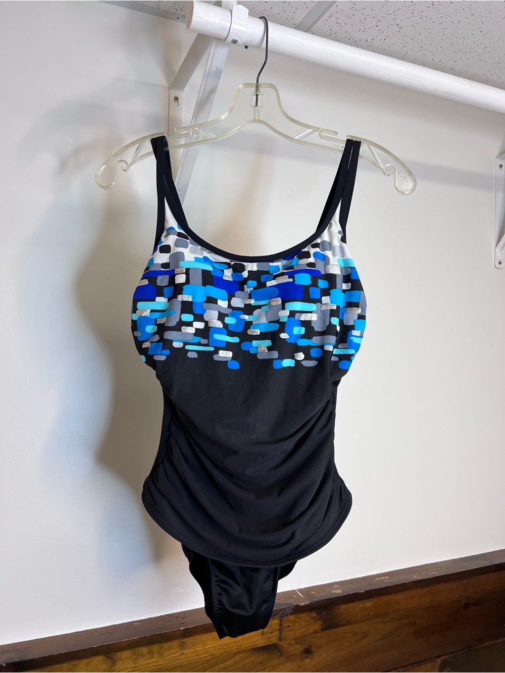 Miraclesuit  Black One-Piece Swimsuit with Blue Pattern- 8